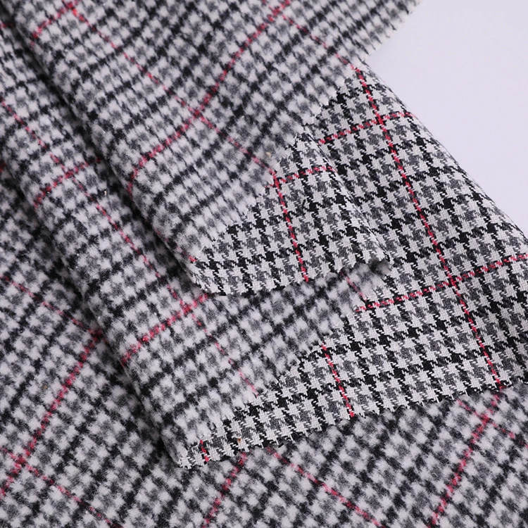 Hot Sale Polyester Acrylic Plaid Fabrics Tweed Double Face Wool Check Fabric